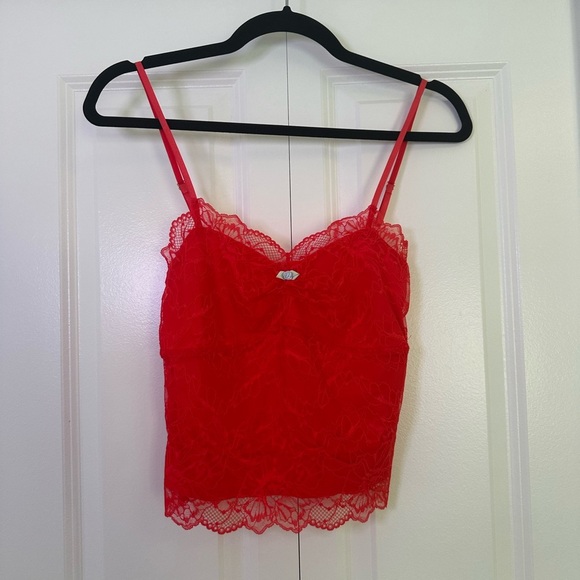 Free People Tops - Free People Intimately Red Lace Camisole Size XS NWOT
